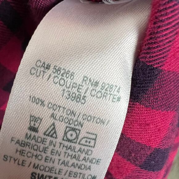 Splendid Women's Medium Fuchsia Pink Check Plaid Long Sleeve Cotton Popover Top - Picture 6 of 7